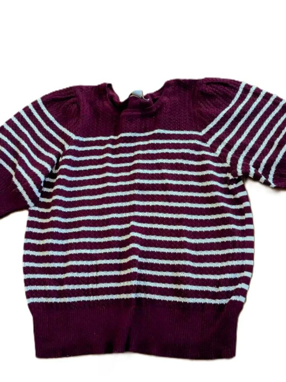 Liz Claiborne Y2K Retro Preppy Striped Puffed Short Sleeve Pullover  Sweater XL
